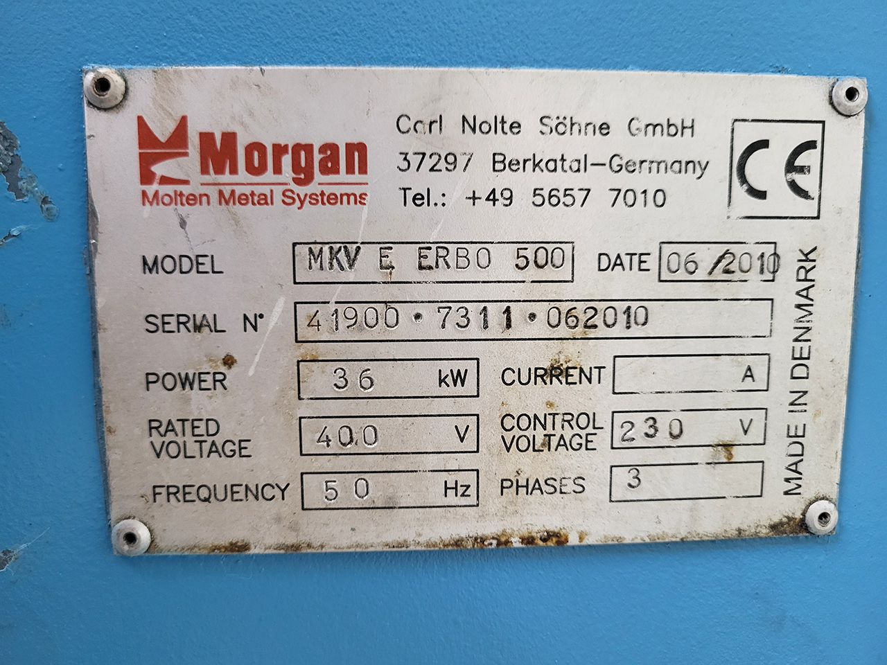 MORGAN MKV E ERBO 500 crucible furnace O1804, used