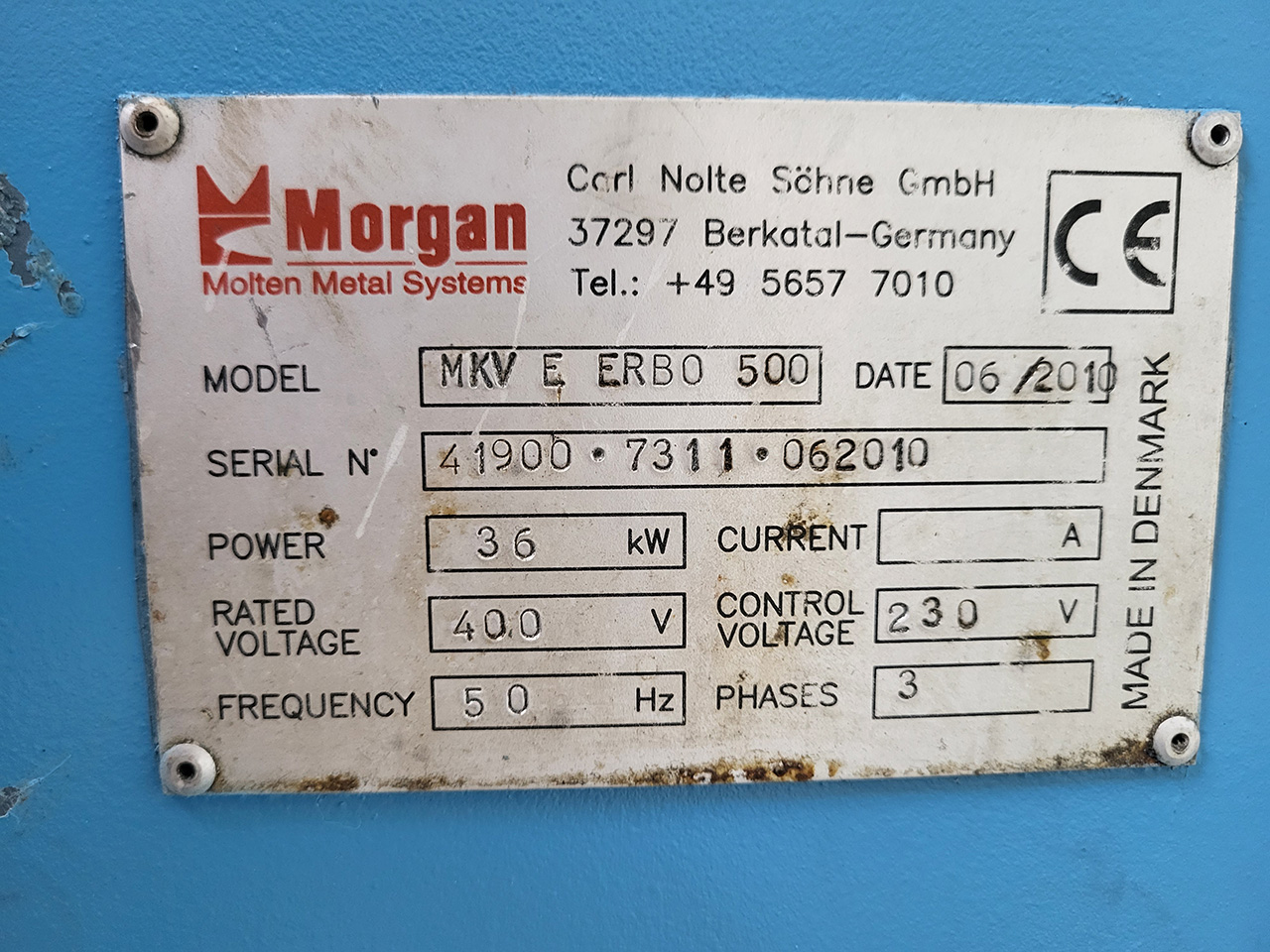 MORGAN MKV E ERBO 500 crucible furnace O1804, used MORGAN MKV E ERBO 500 crucible furnace O1804, used