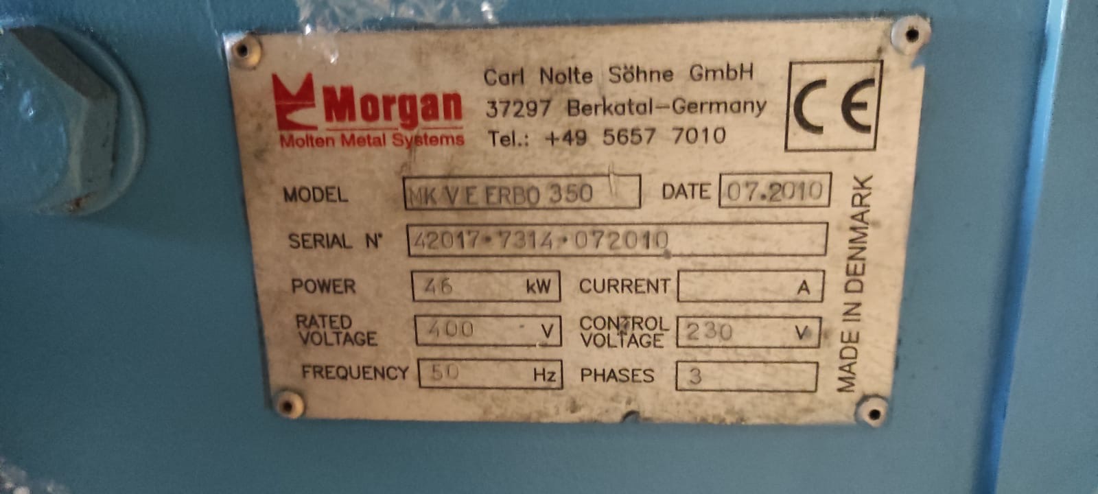 MORGAN MKV E ERBO 350 crucible furnace O1803, used MORGAN MKV E ERBO 350 crucible furnace O1803, used